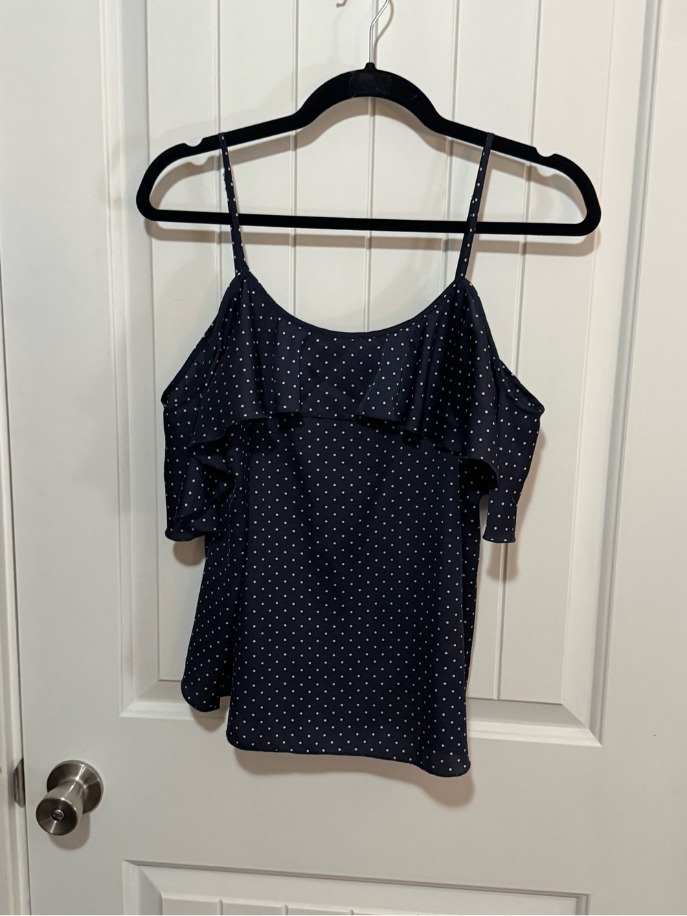 Victoria's Secret Navy and White Polka Dot Ruffle Camisole